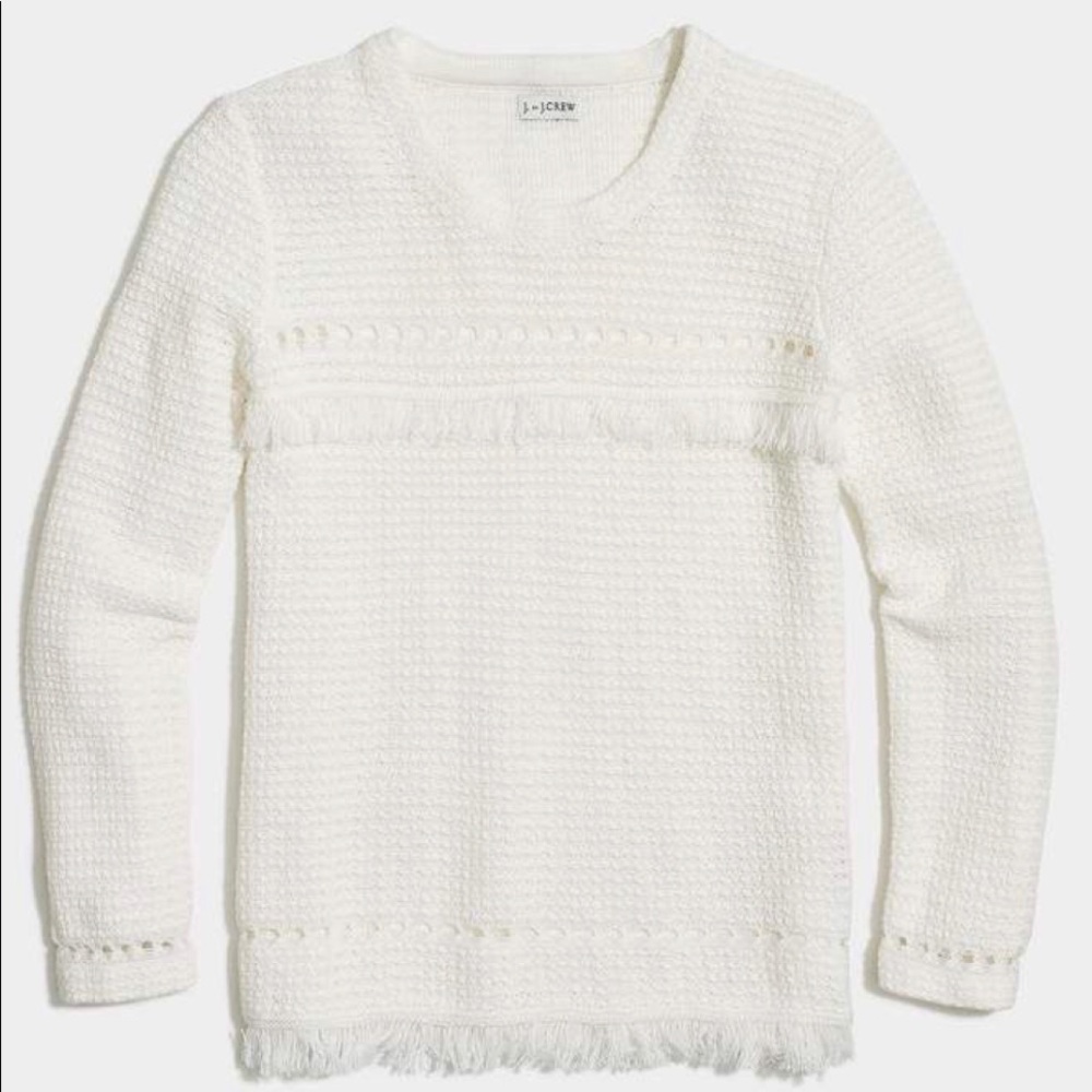 NWT J Crew Long Sleeve Fringe Sweater